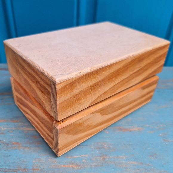 Wooden Block Box Unstained Wood Naked Natural Small Trinket Jewelry Box - Picture 1 of 16